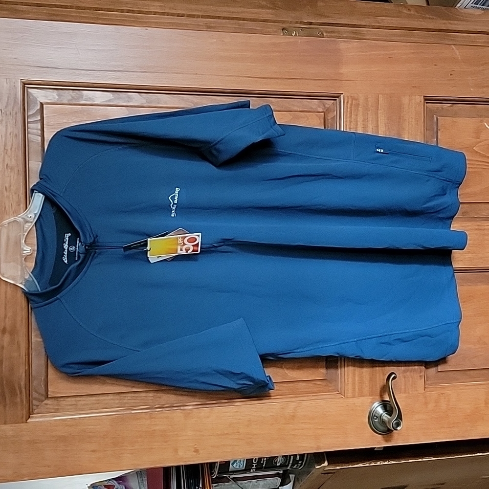 Eddie Bauer Short Sleeve Qiluarter Zip Tee Sz XL Tall